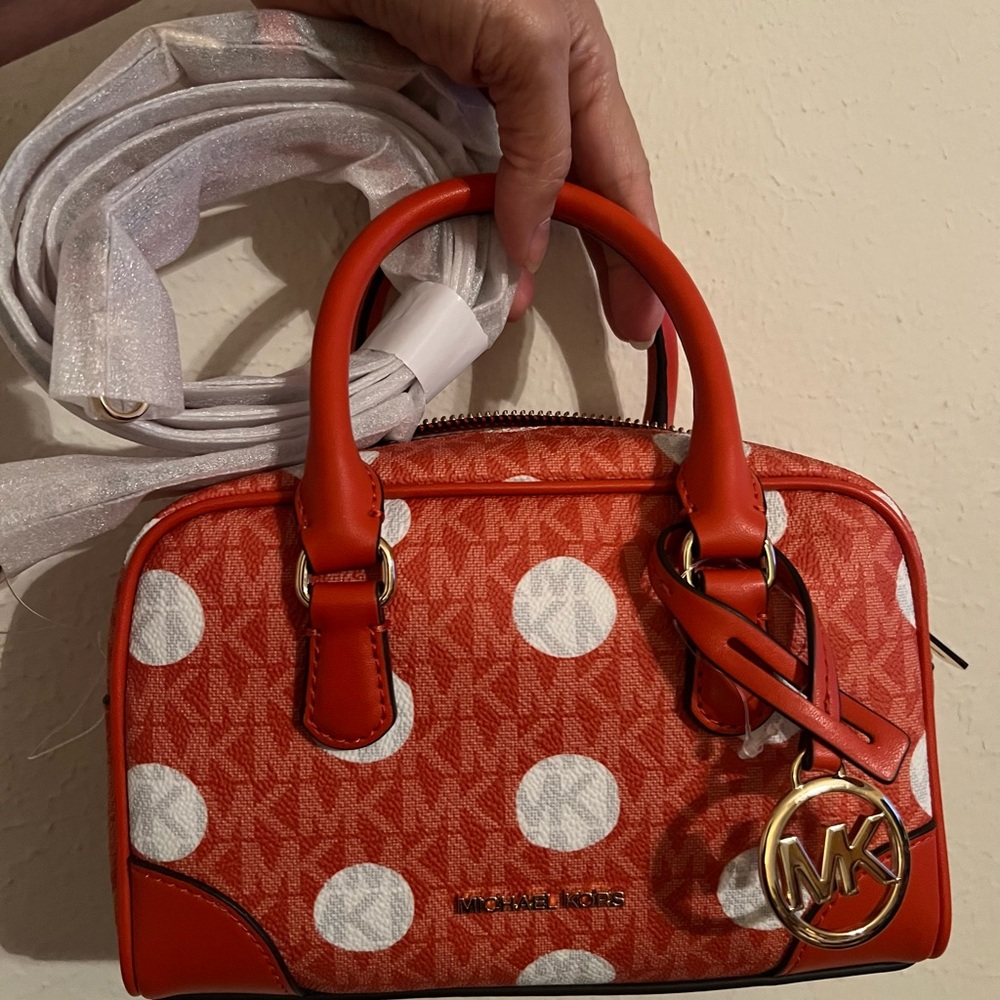 Michael Kors Red Clay Polka Dot Satchel